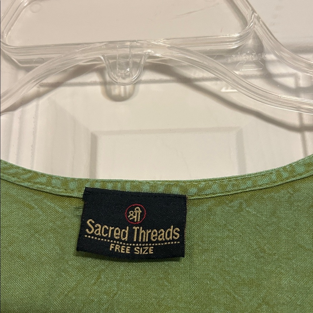 2/$13, 3/$20 Sacred Threads green blouse embroidered - Picture 4 of 8